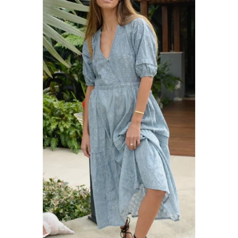 Anthropologie Kopal Keri Brick Hand Print Maxi Dress Sz. M